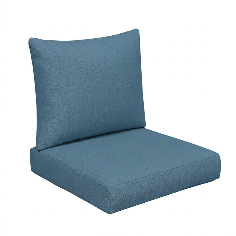 Sunbrella Outdoor Solid Knife Edge Deep Seating Pillow and Cushion Set, Sunbrella - Canvas Sapphire Blue