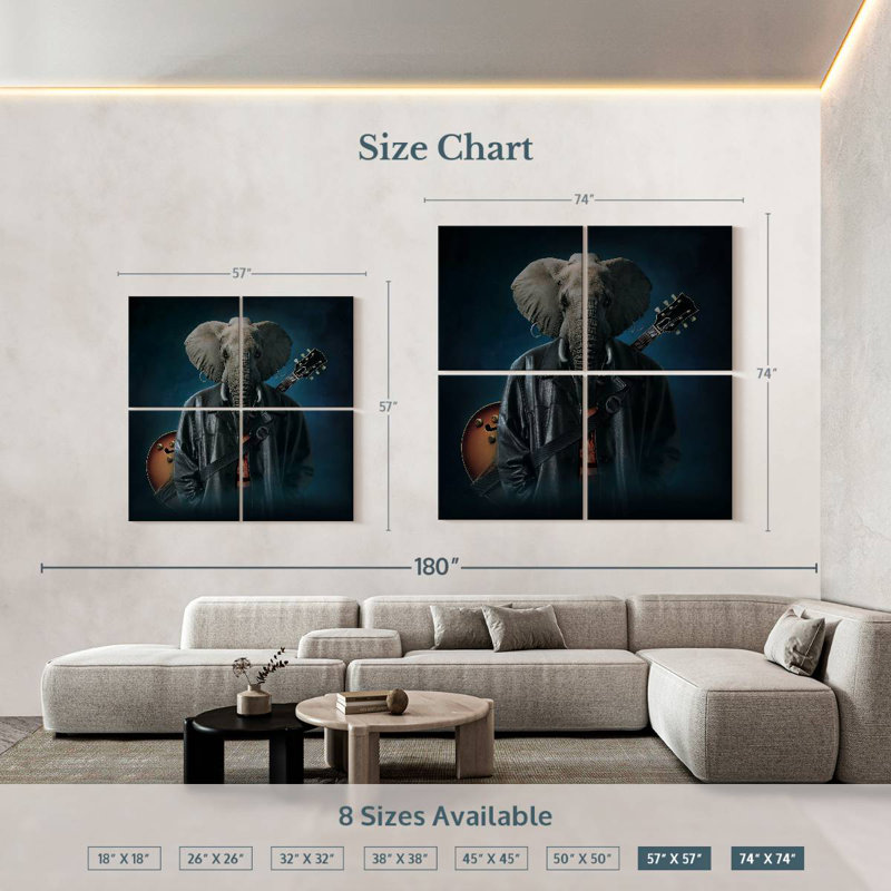 Ketti Elephice Cooper, 74" H x 74" W