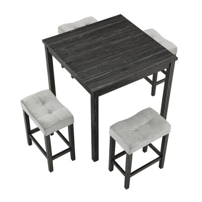 Dining Table, Bar Table And Chairs Set, 5 Piece Dining Table Set, Industrial Breakfast Table Set, For Living Room, Dining Room, Game Room