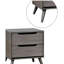 Table de chevet Mid-Century moderne de couleur grise 1pc avec pieds fuselés et 2 tiroirs-145333811