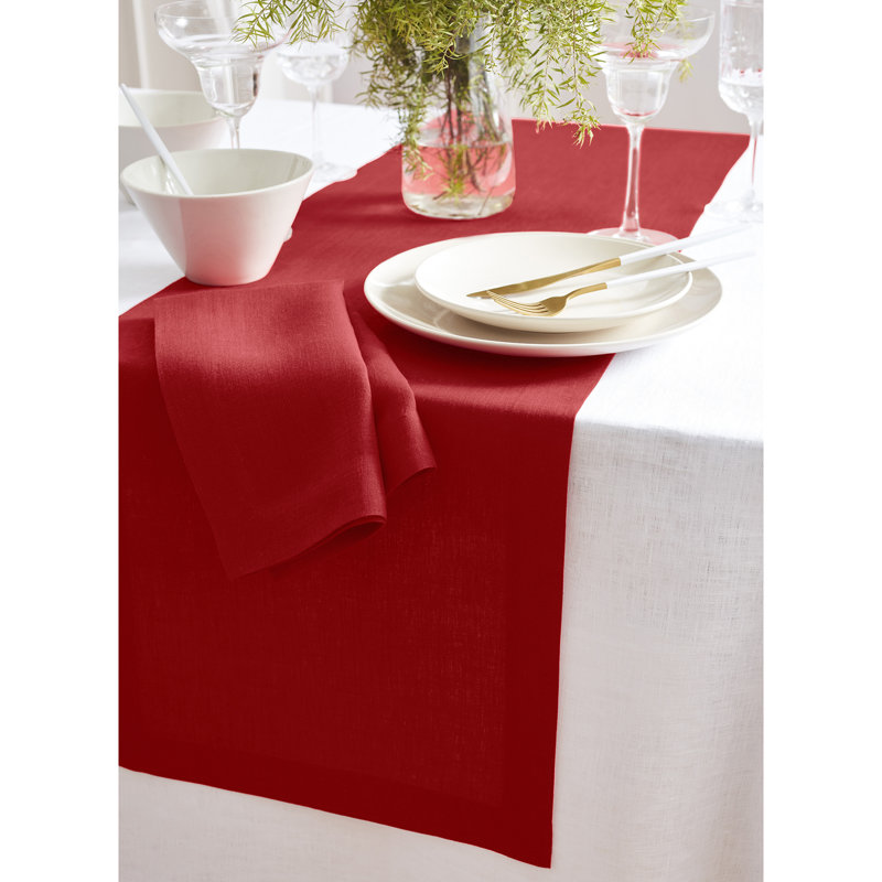 Sonoma - 100% Pure Linen Table Runner (Pre-Washed), Red, 96" x 14"
