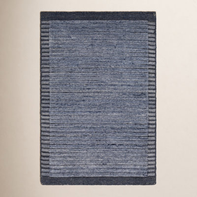 Felipa Hand-Knotted Blue Striped Rug