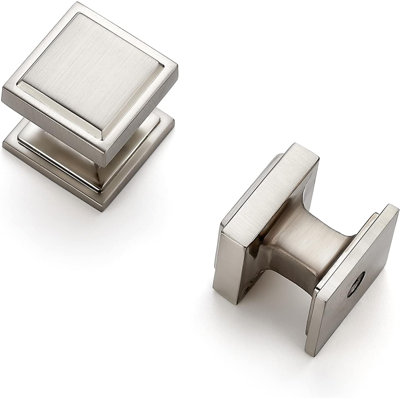 Paquet de 5 boutons d'armoire et poignées de tiroir carrés en nickel brossé, quincaillerie moderne en alliage de zinc pour la cuisine, la salle de bain, la commode et le placard