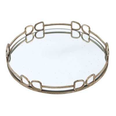 D18x2" Valentina Silver Round Mirror Tray,Large