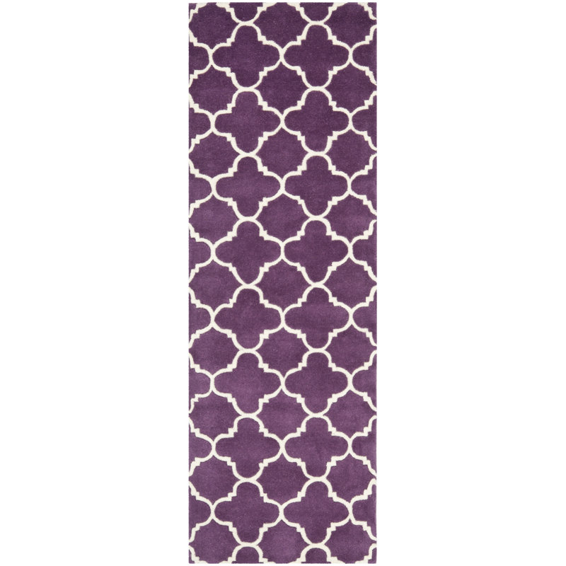 Tapis en laine touffeté à la main Carolene, Tapis de couloir 2 pi 3 po x 7 pi