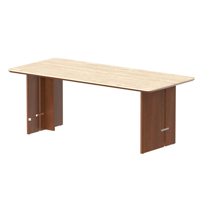 Boxwood Marble-effect Table with Solid Wood Legs - 63" Extendable Dining Table for Kitchen