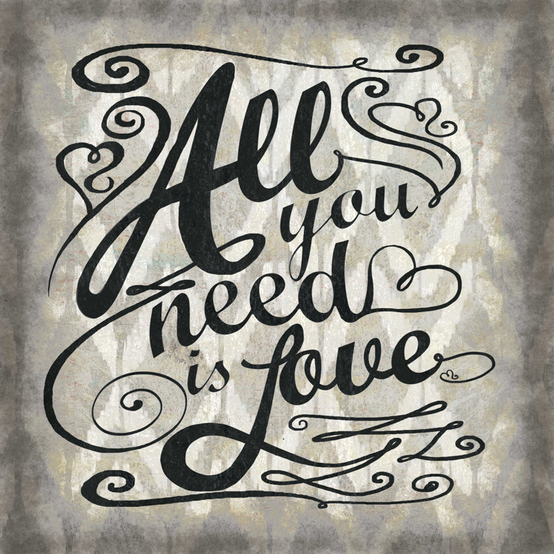 " All You Need " Painting Print, 12" H x 12" W x 1.25" D, Brown/Black
