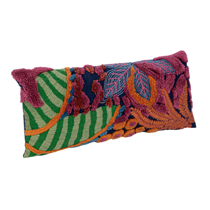 Embroidered Reversible Throw Pillow