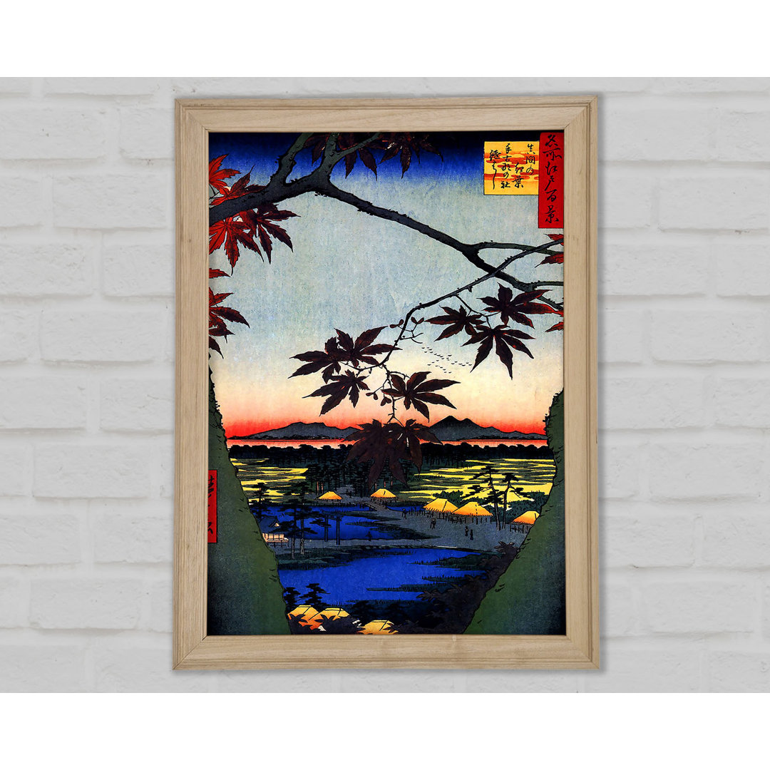 Hiroshige Ahornbäume bei Mama - Druck