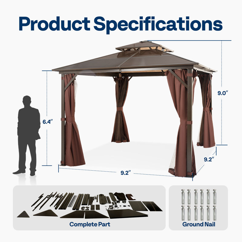 10 Ft. W x 10 Ft. D Aluminum Patio Gazebo