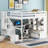 Full Size Loft Bed with Desk and Shelves, Two Built-in Drawers, Storage Staircase-349459616