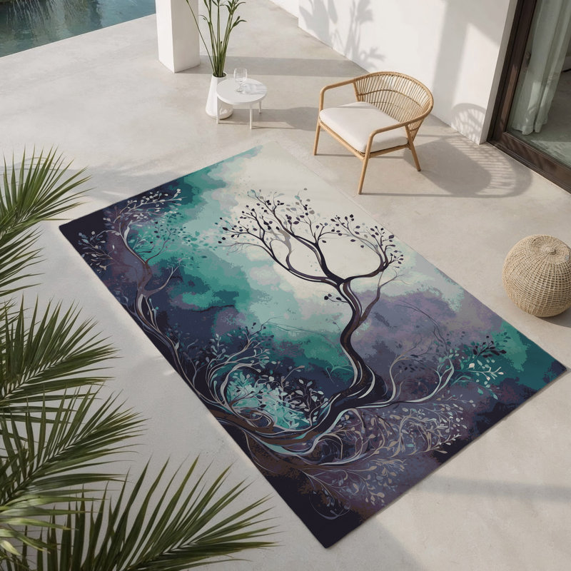 Serene Sapling Indoor And Outdoor Area Rug, Rectangle 5' x 7'