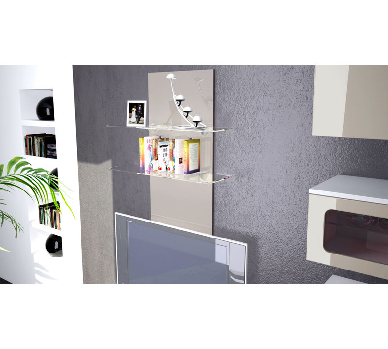 Mccrea 2 Piece Floating Shelf, Sand grey (glossy), No