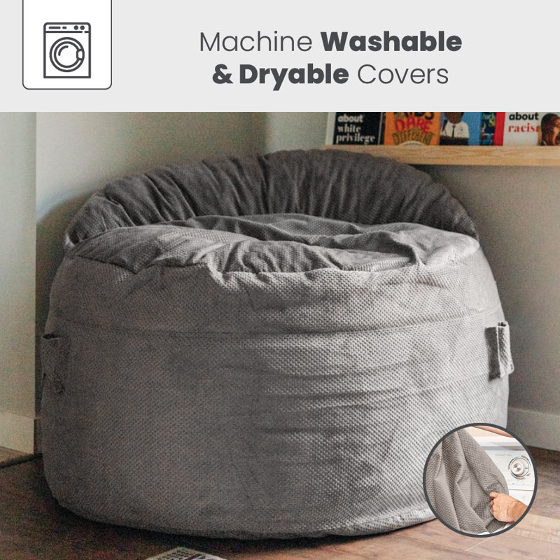 CordaRoy's Chenille Nest Gaming Convertible Bean Bag Chair, Charcoal Chenille, Small (Full)