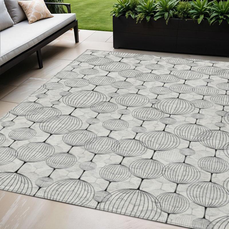 Tapis d'intérieur lavable à motif géométrique gris 5 pi x 8 pi