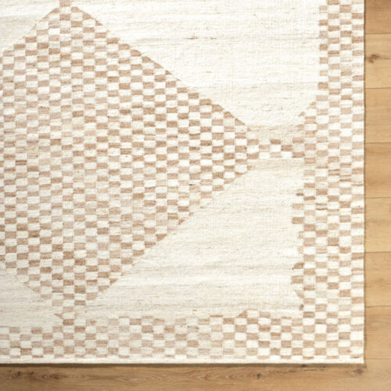 Stockholm Wool Vintage Look Area Rug in Beige, Rectangle 2' x 3'