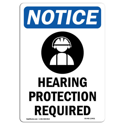 Hearing Protection Required Sign with Symbol
