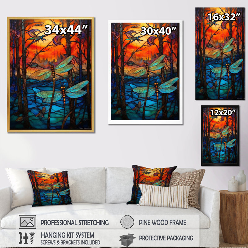 Majestic Dragonfly in Enchanted Forest I - reproduction, Cadre simple blanc, H 32 po x l 24 po x P 1 po