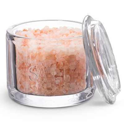 10 Oz Embossed Glass Salt Cellar With Lid