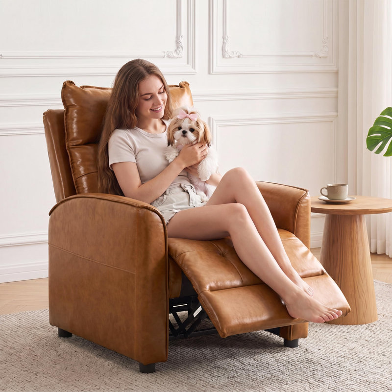 Fauteuil inclinable brun, Similicuir jaune