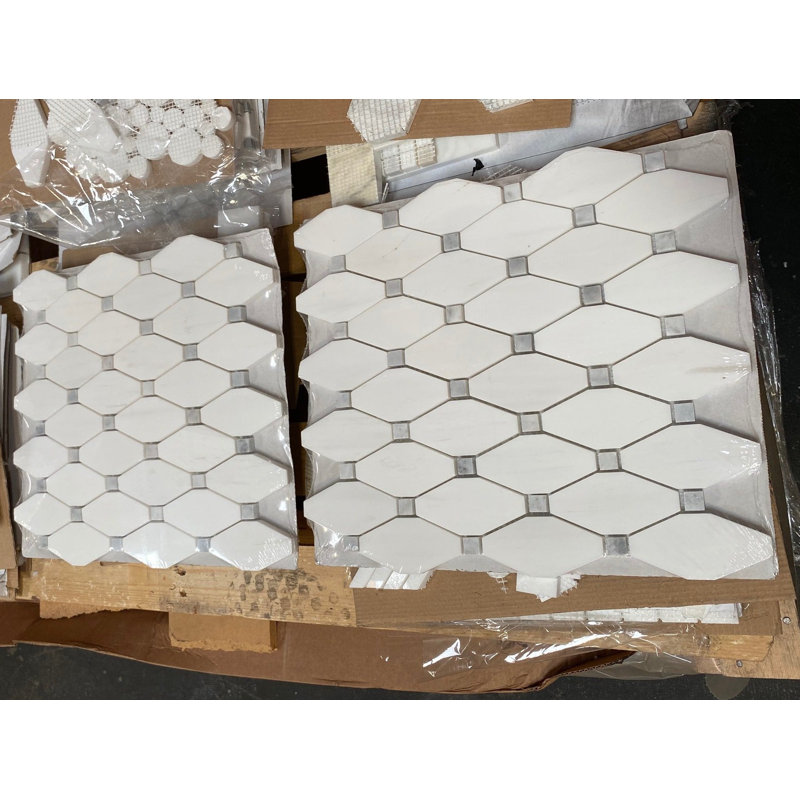 Marble Octagon and Dot Mosaic Wall & Floor Tile