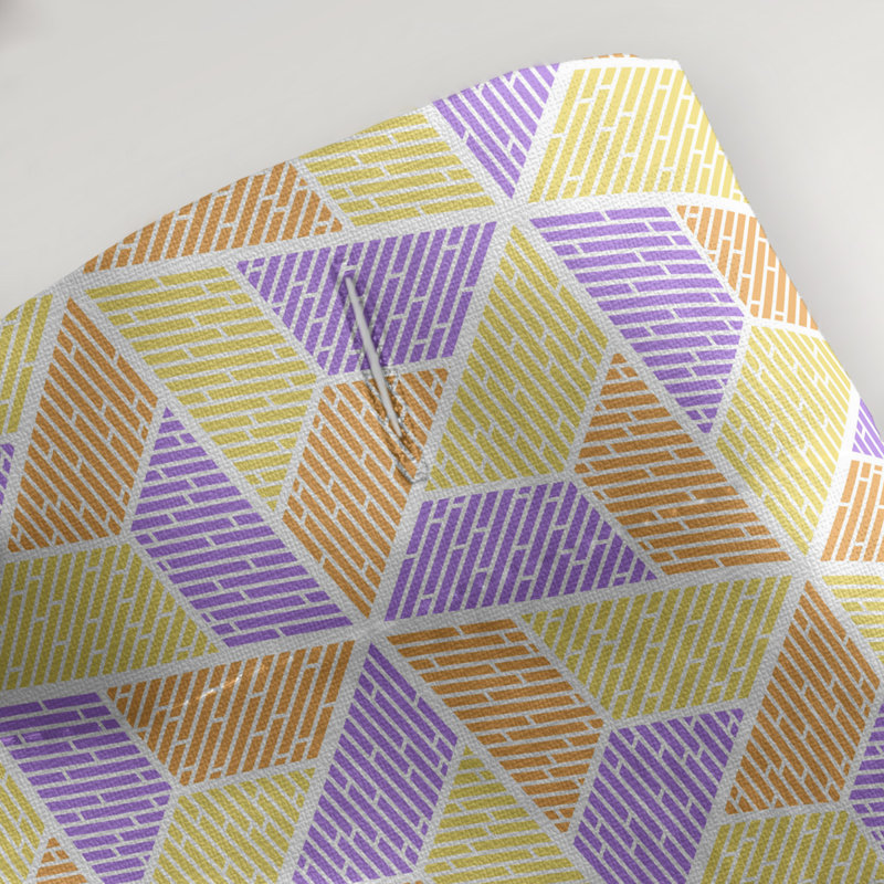 Rideau de douche simple trapézoïde, Jaune/mauve/orange