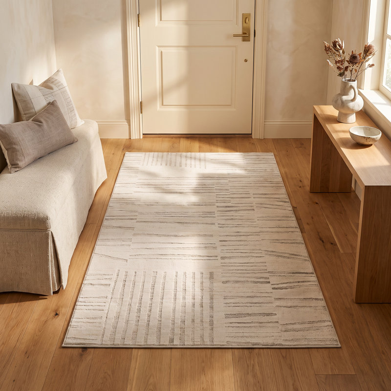 Tapis intérieur moderne, beige crème., Tapis de couloir 2 pi 3 po x 5 pi 1 po