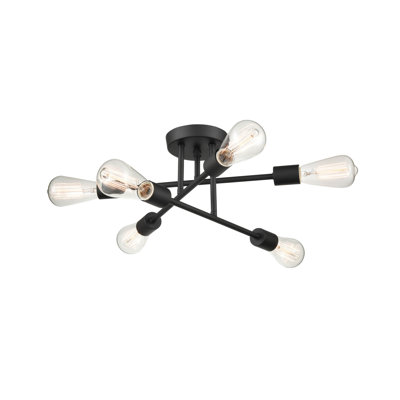 6 lumières 16,5 po Luminaire suspendu noir mat