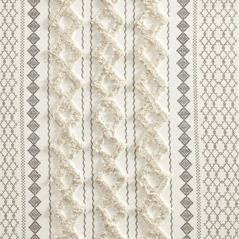 Panneau de rideau simple Boho Imani, Ivoire ivoire, L 50 po x L 84 po