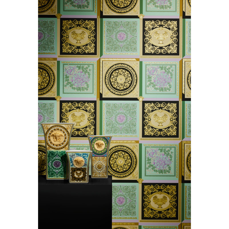 Versace Honey Bee Reverie Unpasted Vinyl Wallpaper, Gold/Black/Green/Purple