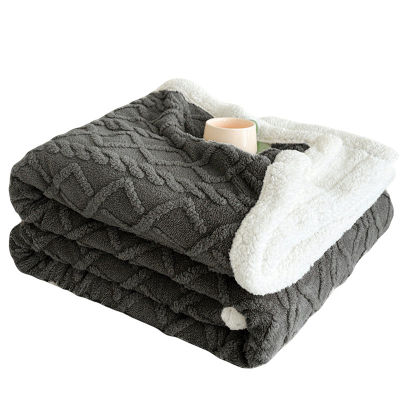 Couverture en molleton gris Sherpa, L 60 po x L 80 po, Gris