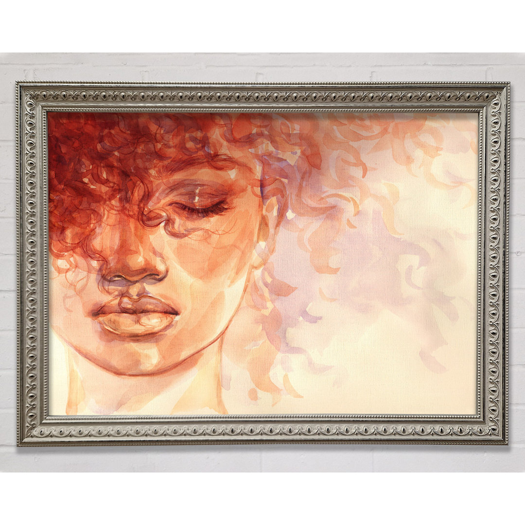 Orange Portrait von Aquarell Gerahmter Druck