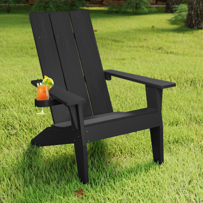 Chaise Adirondack en plastique / résine Harlean, Noir