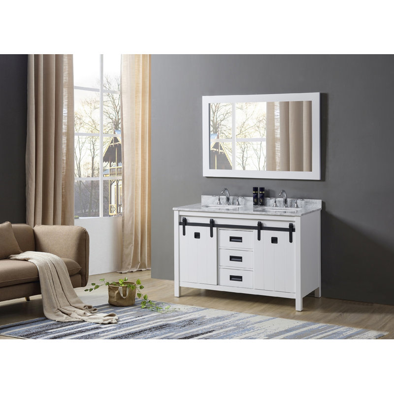 48 " W Freestanding Standard Free Standing 2 Double Vanity Bathroom Vanity With Marble Top