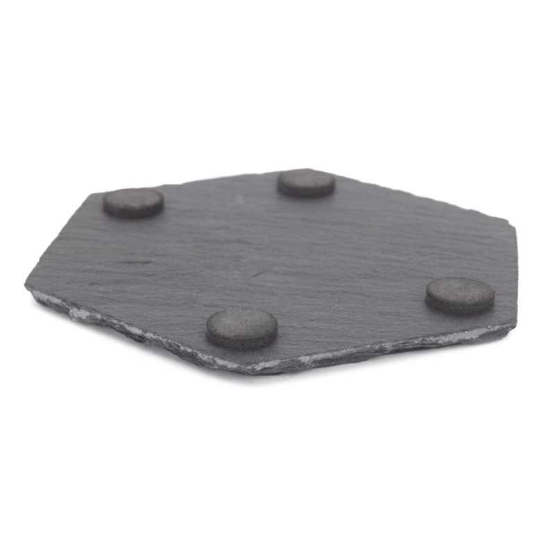 4 Piece Hexagonal Shaped Slate Coaster Set