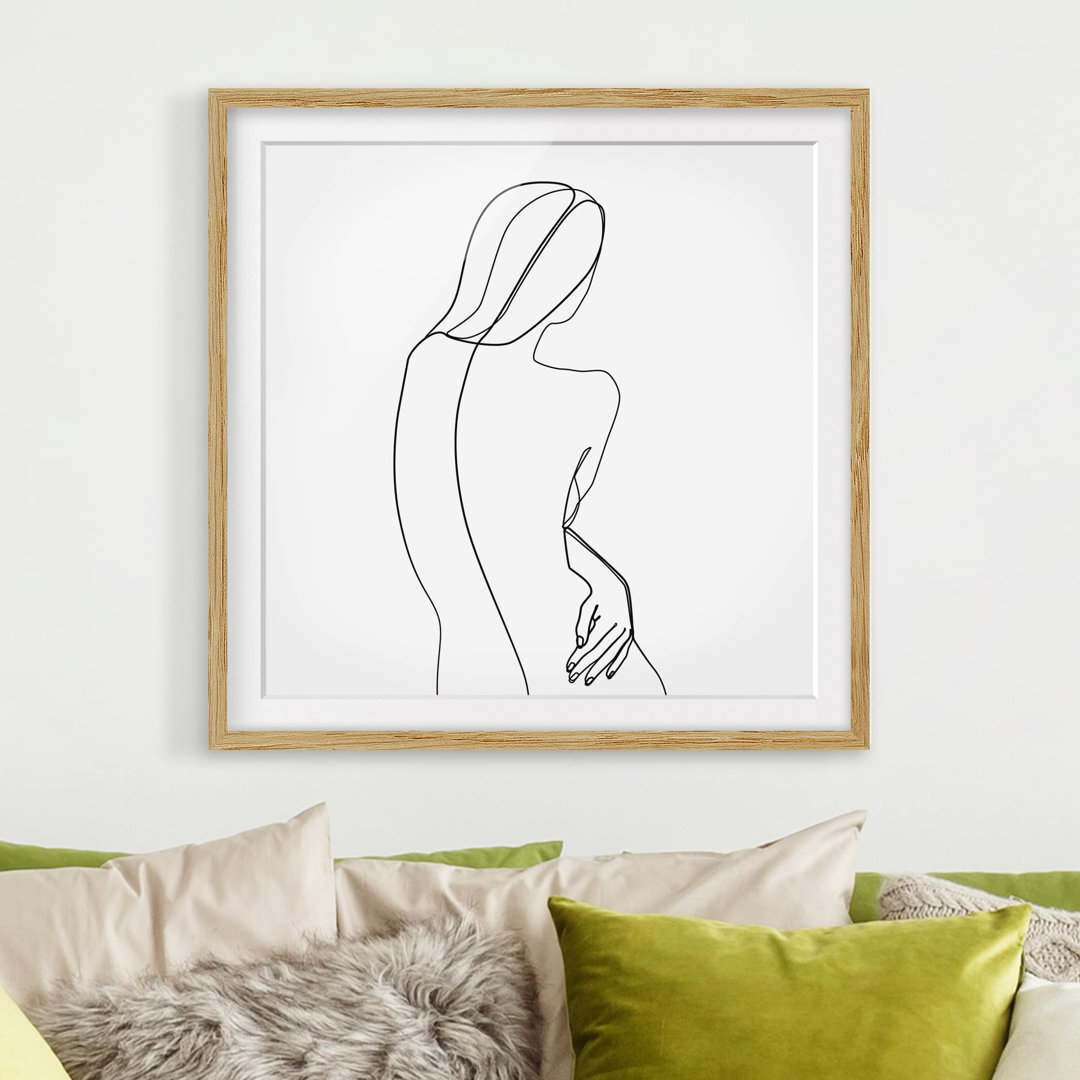 Gerahmter Grafikdruck Line Art Back Woman