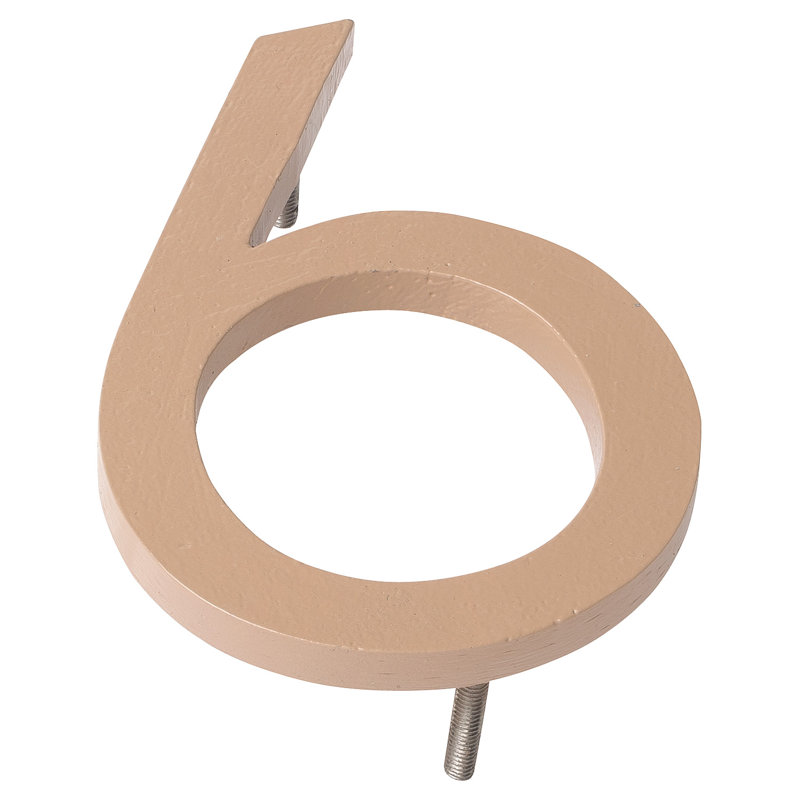 Numéro de maison à fixation flottante 6 po, 6, Taupe