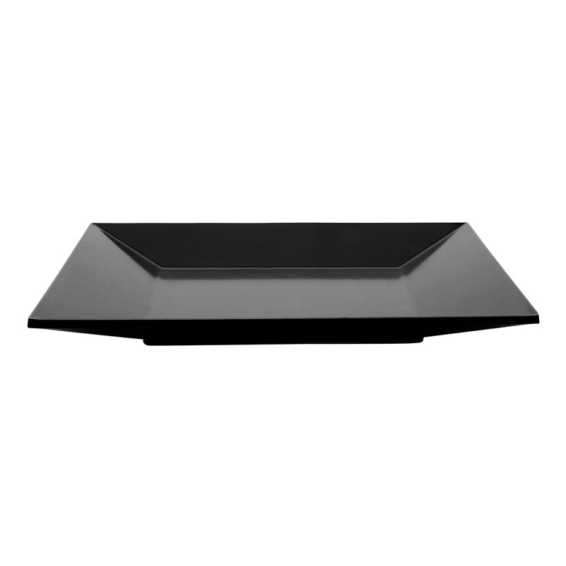 Melamine Break-Resistant Square Dinner Plates, 10", Black