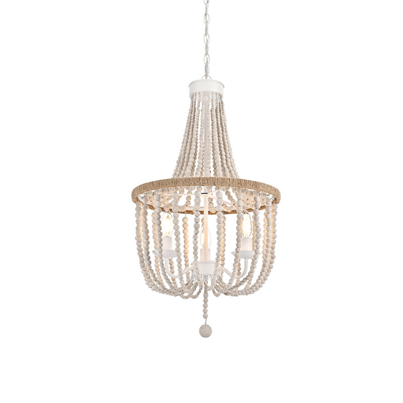 Luminaire suspendu perlé Hudson , Blanc antique