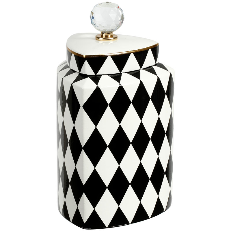 Pot en céramique 9 po, Blanc / noir, H 11 po x l 5,75 po x P 5,75 po