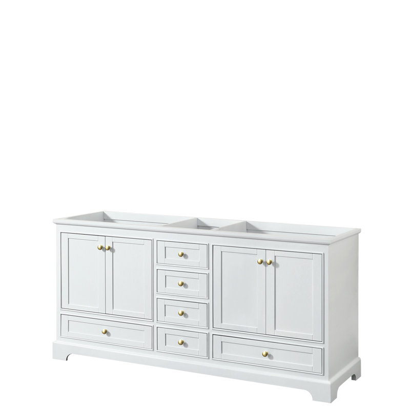 Base de meuble-lavabo double Deborah, Blanc / or