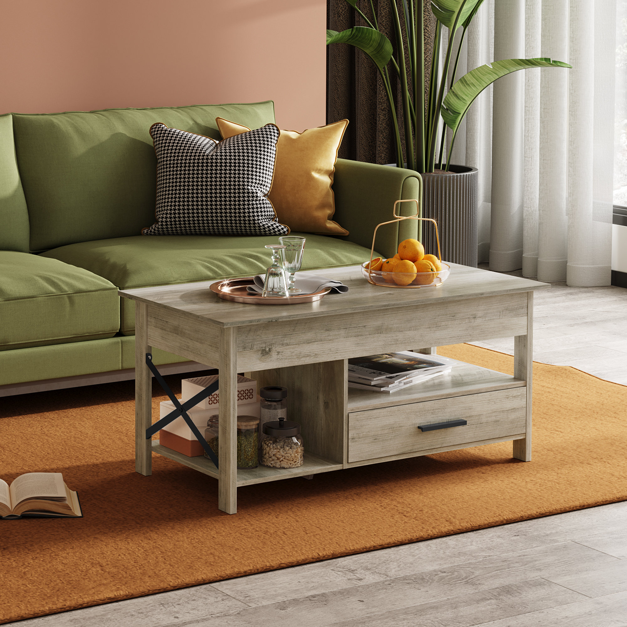 Eoghan Lift Top Frame Coffee Table with Storage Millwood Pines Color: Espresso