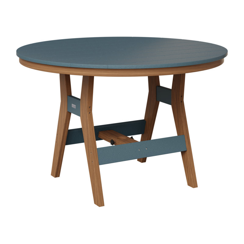 Harbor Outdoor Round Bar Table, Antique Mahogany, Slate