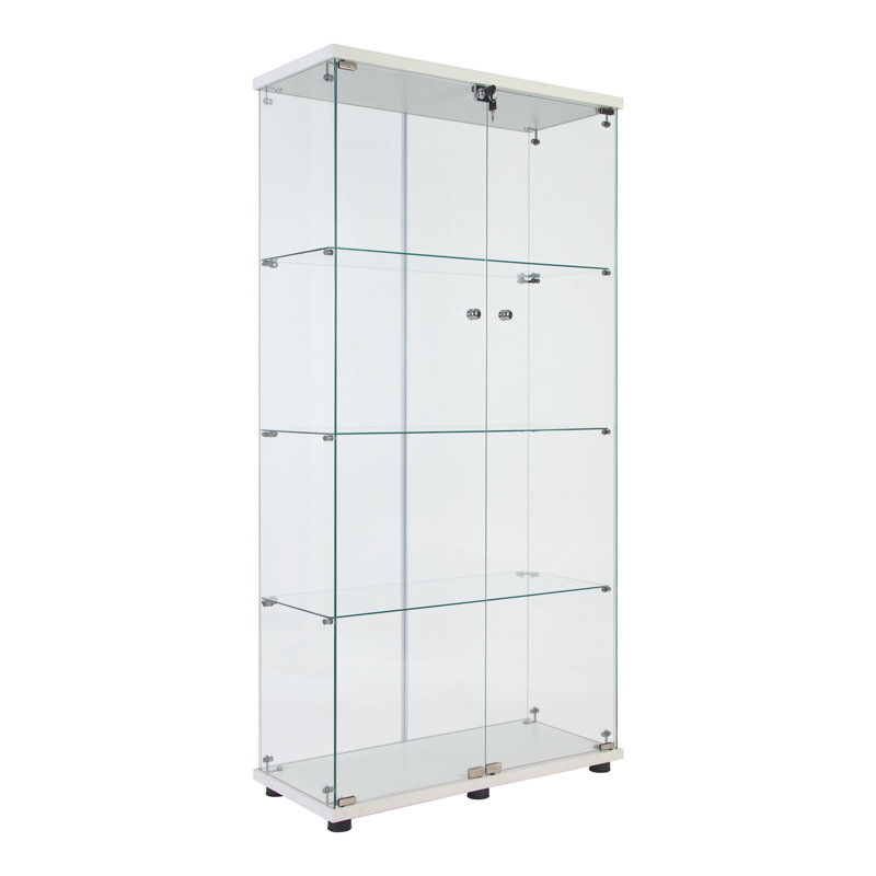 Armoire vitrée à 2 portes avec 4 lumières DEL, Blanc