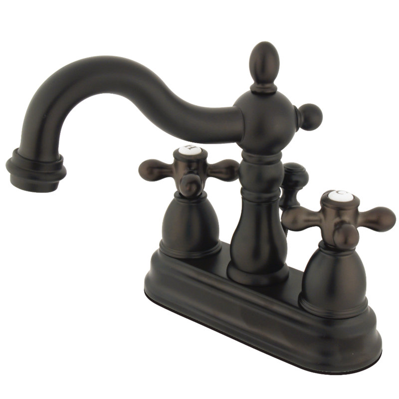 Centerset Bathroom Faucet with Double Cross Handles, Oil Rubbed Bronze
