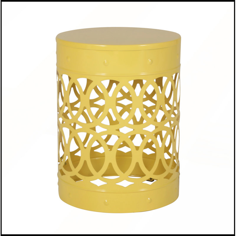Table d'appoint extérieure en métal, ensemble de 2, cylindrique, en fer découpé, revêtement en poudre, 35 x 35 x 45,7 cm