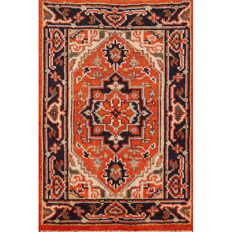 Tapis traditionnel indien orange en laine orange 2x3