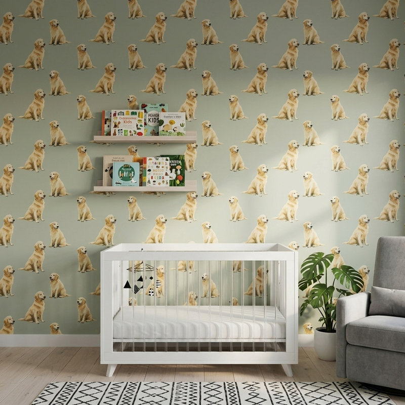 Papier peint mural à motif de chiot Golden Retriever, Peel and Stick
