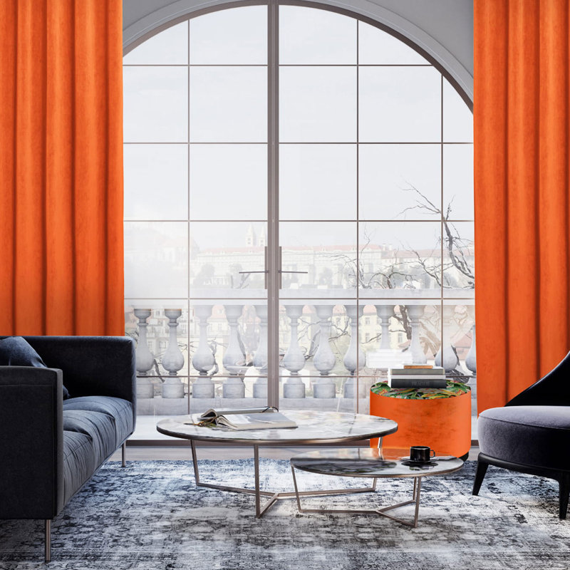 Macdoel Room Darkening Curtain Pair, Orange