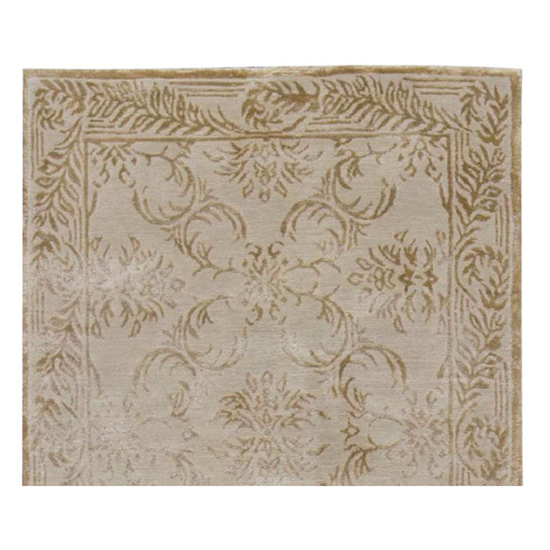 Hand-Knotted High-Quality Beige and Gold Runner